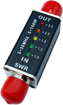 Generic Medidor de potência VSWR de 100 W, leve e compacto, com LED VSWR, 5 luzes indicadoras de LED para transmissão de televisão em campo externo