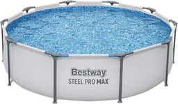 Bestway Steel Pro MAX, Piscina Estruturada Redonda, 3,05m x 76cm, 4.678L, Azul (Branco)
