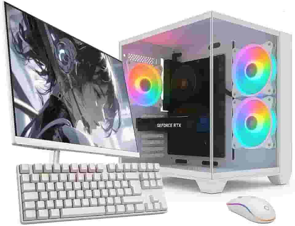 PC Gamer Completo Skill Apex Series, AMD Ryzen 5 5500, Geforce RTX 3050, 16GB DDR4, SSD 256GB M.2, Monitor LED 24" 180Hz, Branco SAS022
