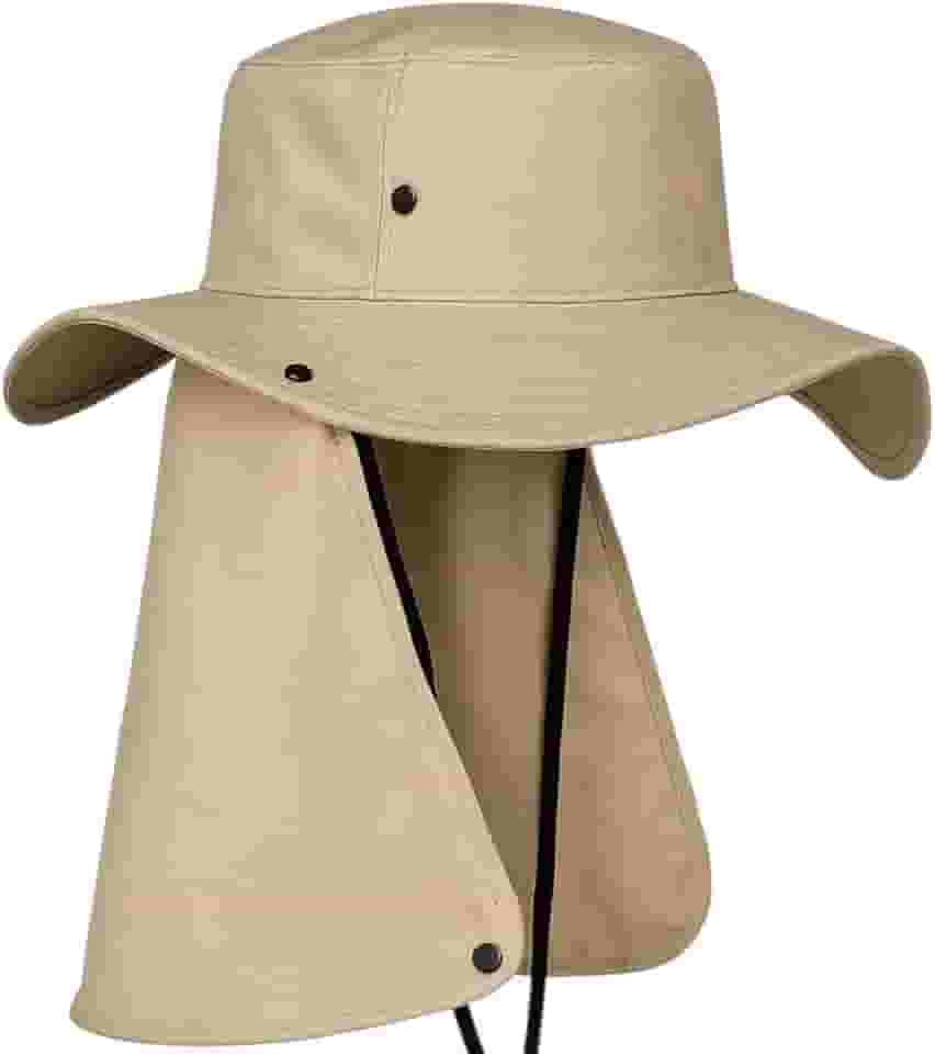 Chapéu de Pescador Australiano com Proteção Aba Larga Protetor de Nuca Sol Pesca Camping