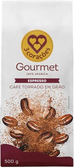 3 Corações Café Torrado em Grãos Espresso Gourmet, 500g