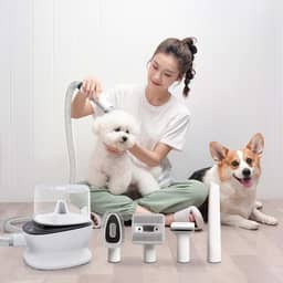 2L Aspirador de pêlos de cães, kit de limpeza de cães, aspirador de pêlos de animais forte de 9000Pa, Maquina De Tosar Cachorro Para Pet Recarregável Cães Gatos 127V (5 em 1)