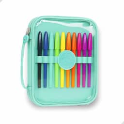 Estojo Escolar Grande Transparente com Zíper, 4 Cores Disponíveis, Capacidade para Lápis, canetas, borracha, apontador, Tesoura, Design Moderno Papelaria fofa Divertida Criativa (Verde)