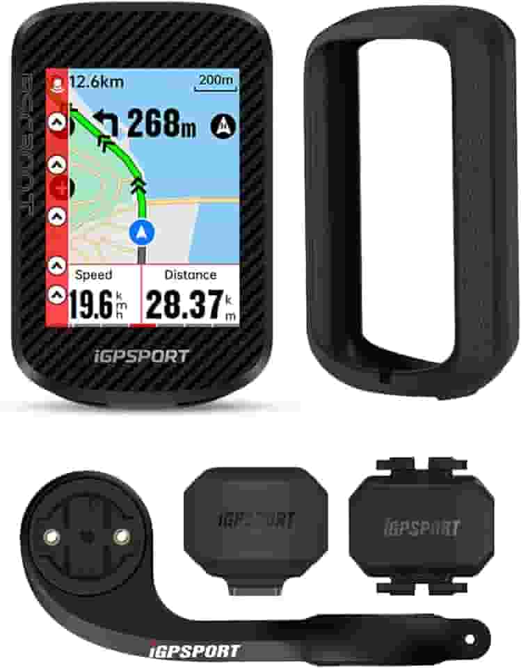 iGPSPORT BSC300T Conjunto de computador GPS para bicicleta com tela sensível ao toque, computador de navegação mapa, com sensor de cadência de velocidade, capa de montagem externa
