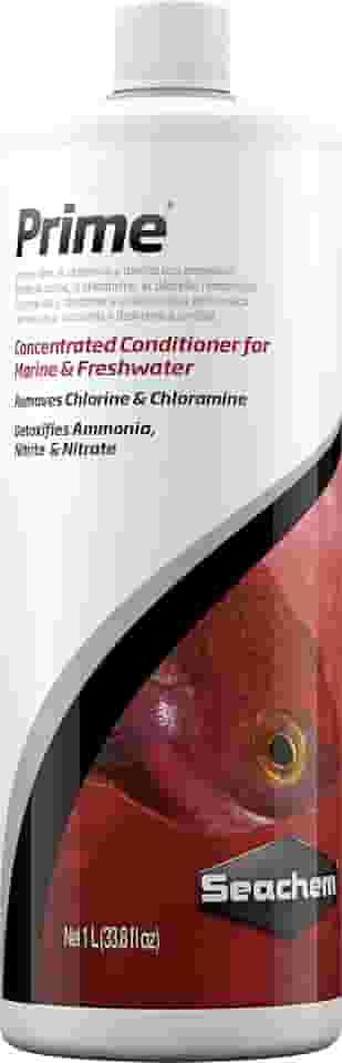 Seachem Prime - utilizado para o tratamento do aquário, auxiliando na desintoxicação completa dos metais pesados e tóxicos encontrados na água da torneira - 1L
