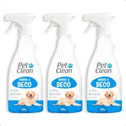 Kit 3 Banho a Seco Spray Sem Enxágue Pet Shop Banho e Tosa Cachorro e Gato Pet Clean 500 ml