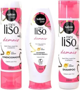 Salon Line, Kit Meu Liso Demais com Shampoo, Condicionador e Defrizante, Não Veganos - Para Lisos Naturais, Alisados ou Relaxados, 200ml e 300ml