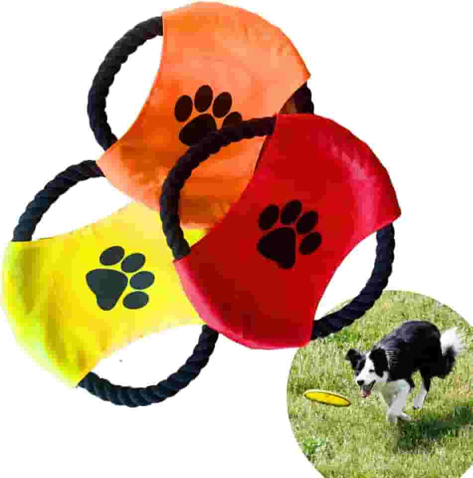 Brinquedo frisbe de corda para cachorros cabo de guerra lançador mordedor pet (Vermelho)