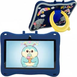 Tablet Infantil E13 Tela 7" 12GB + 2GB RAM, Wi-Fi, Bluetooth e 5G com Case Silicone, Canetinha Touch e Alça de Transporte (Azul)
