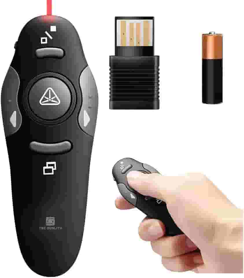 Controle Apresentador Slide Laser Sem Fio Apontador PowerPoint Caneta Passador d Slides Multimídia Ideal p Aulas Palestras Congressos Simpósios Reuniões c Avançador de Slides Premium TecQuality
