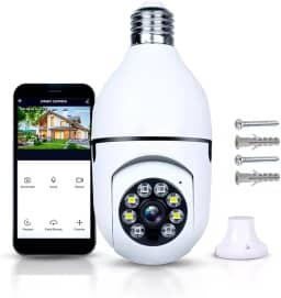 Câmera Lampada De Segurança Inteligente Ip Wifi Com Visão Noturna Vigilancia Interna Externa Giratoria Espiã 360º Cor Branco