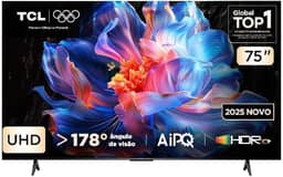 Smart TV TCL 75 Polegadas UHD 4K P6K WiFi Bluetooth Google TV 3 HDMI HDR10+ Dolby Audio 75P6K