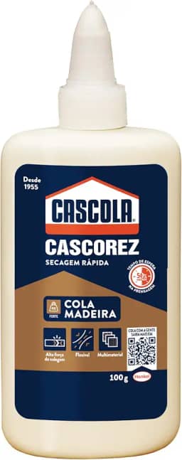 Cascola Cascorez Cola Madeira, Cola de madeira de Alta Resistência, Cola PVA Excelente Flexibilidade, Cola Cascorez Pronto Para Uso, 1x100g