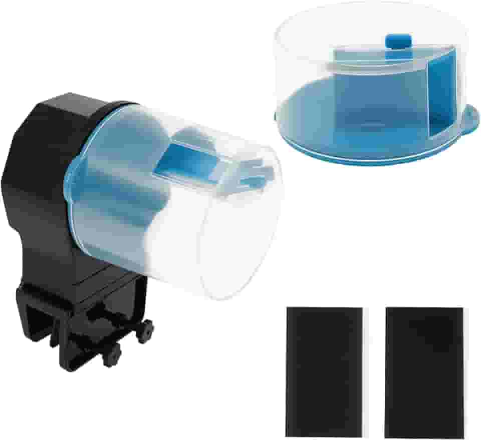 LZVXTYM Alimentador automático de peixes para aquário, dispensador de alimentos ajustável de 100/200 ml com temporizador automático, dispensador de alimentação inteligente de fuso horário duplo para