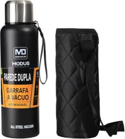 MODUS Garrafa Térmica De Aço Inoxidável Isolada A Vácuo Com Copo Portátil E Bolsa 1000ML/1500ML (Preto 1500ML)