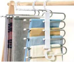 Cabide Para Calças Dobrável 5 Espaços Plástico E Aço Inox