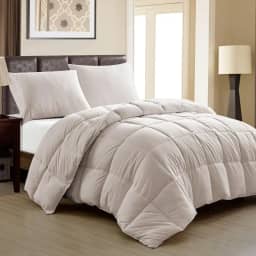 Edredom Toque de Plumas Dupla Face, Microfibra Plumage Liso Quadriculado (Bege Fendi, King)