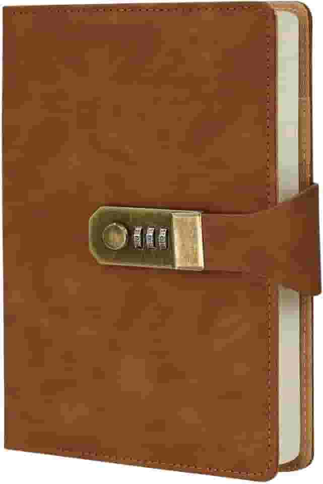 LUMAI Caderno Diário com Cadeado e Fechadura Secreta, Ideal para Anotações, Projetos, Privacidade e Criatividade, Folhas Com Pauta Linhas, Capa de Couro Resistente e Design Minimalista – Marrom
