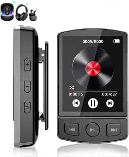 MP3 Player Bluetooth Portátil com Tela Digital, Controles de Reprodução, Compatível com Fones de Ouvido Sem Fio