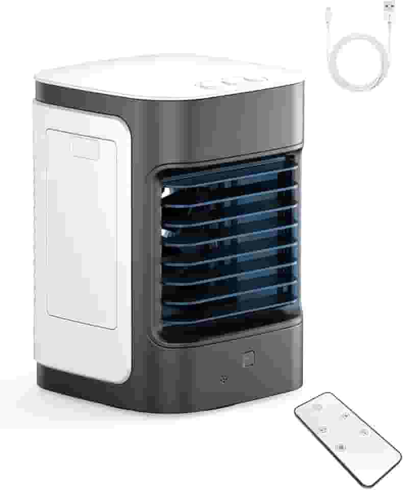 Mini condicionadores de ar portáteis, ar condicionado pessoal para quarto, unidade de CA portátil refrigerador de pântano com oscilação de 100°, alimentado por USB, para quarto de acampamento de