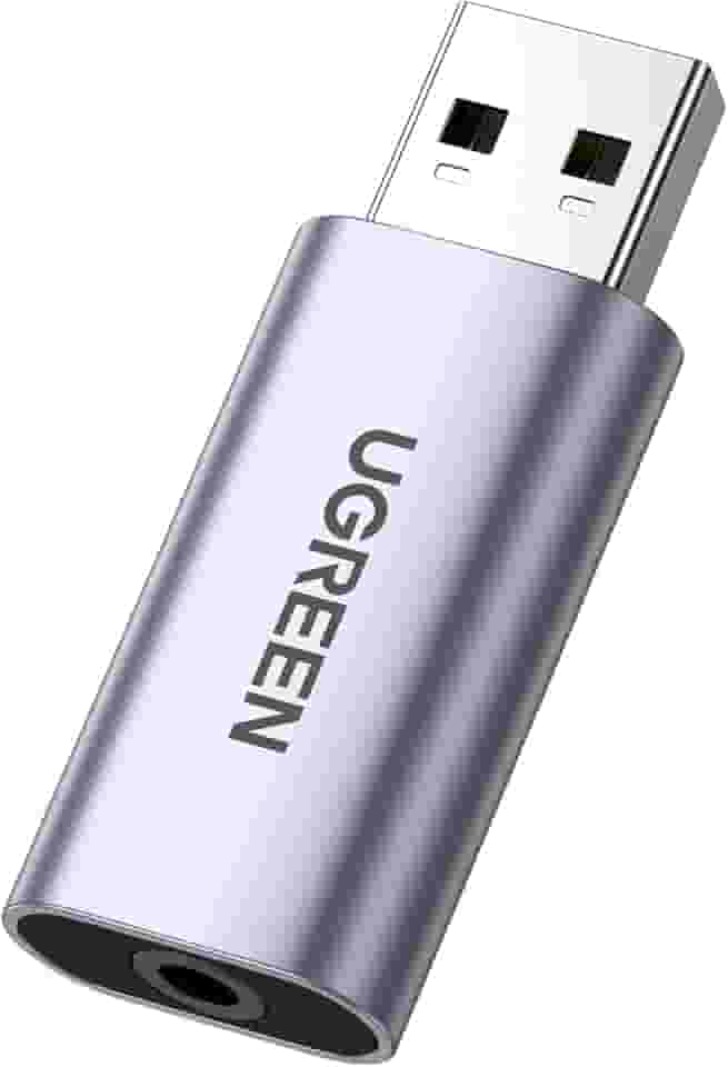 UGREEN Adaptador de Áudio USB A para Aux TRRS 2 em 1 Estéreo de Alumínio Placa de Som Externa Compatível com Dispositivos USB