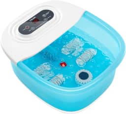 Niksa Massageador de Banho de Spa para Pés Com Calor, Bolhas, Vibração e Luz Vermelha - 4 Rolos de Massagem, Pedicure, Banheira de Spa para Alívio do Estresse, Imersão Com Mini Pontos
