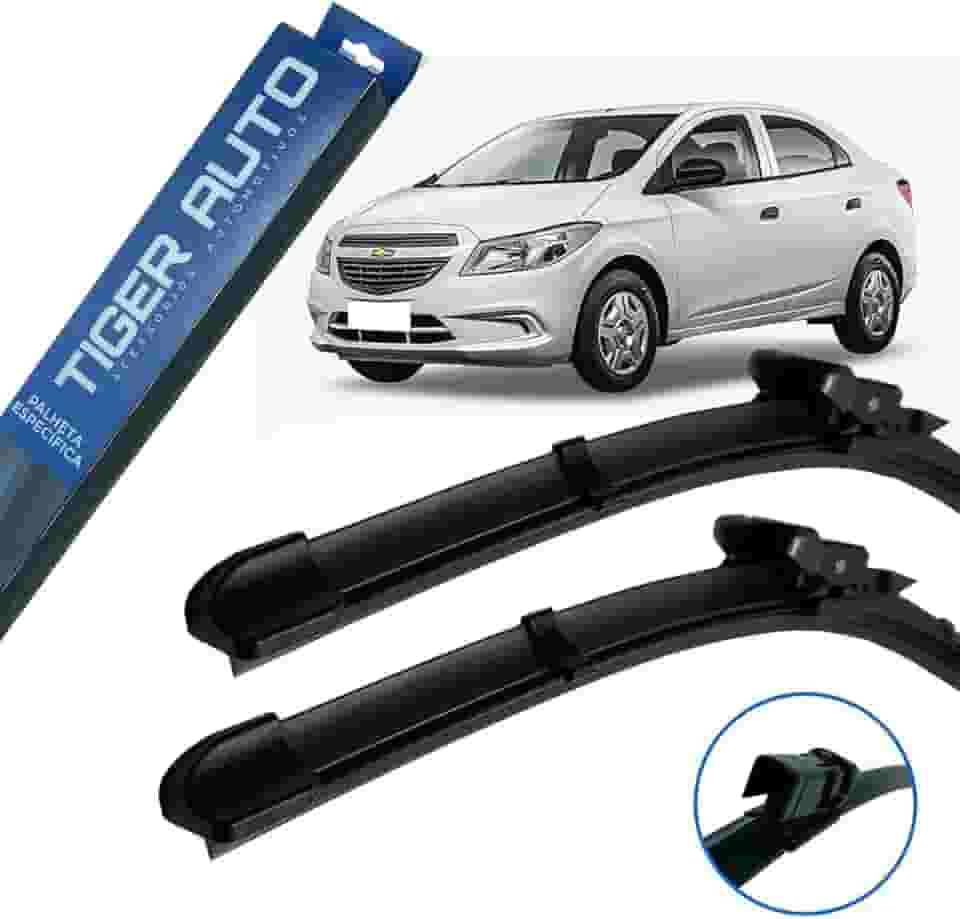 Palhetas Limpador de Para-brisa em Silicone Tiger Auto para Onix e Prisma 2013 2014 2015 2016 2017 2018 2019 Encaixe Específico Alta Durabilidade (Par)