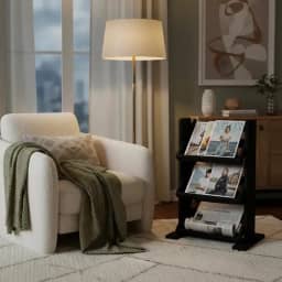 Revisteiro de Piso Chão Porta Revistas Livros Jornal Preto Laca