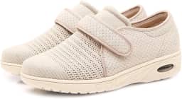 Tênis de caminhada respirável leve ajustável para diabéticos de largura larga com almofada de ar para mulheres pés inchados