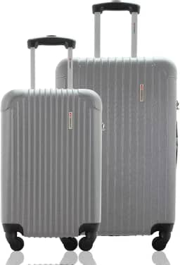 Kit Conjunto 2 Malas de Viagem Bordo 10kg e Média Despachada 23kg Rígida Rodas 360º Cadeado Segredo Gladiador A2PM Cinza