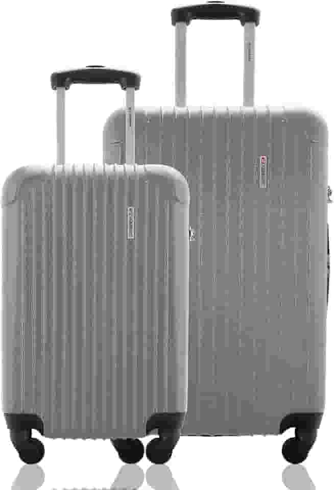 Kit Conjunto 2 Malas de Viagem Bordo 10kg e Média Despachada 23kg Rígida Rodas 360º Cadeado Segredo Gladiador A2PM Cinza