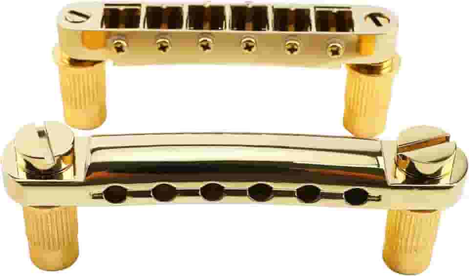 Gold Tune-O-Matic Guitar Bridge e Stop Bar Tailpiece Combo M8 Metric Thread 6 Cordas Ponte Fixa Compatível com Peças de Reposição de Guitarra Elétrica Estilo LP SG Les Paul