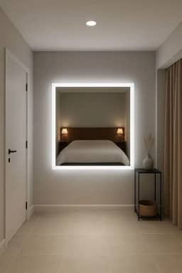 Espelho Decorativo com LED 50x50 a 90x90 Quadrado | Estilo Sofisticado p/Banheiro, Lavabo, Salão e Consultório (Luz Fria (6500K), 50x50)