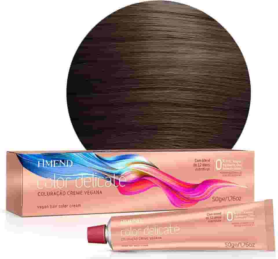 Coloração Amend Color Delicaté, 50g, Livre De Gluten, Parabenos E Óleo Mineral, Livre De Ppd* E Amônia, Hipoalergênica E Demartologicamente Testada, Proteção Contra O Ressecamento, Nutrição Avançada E Controle Do Frizz (6.7 Louro Escuro Marrom Chocolate)