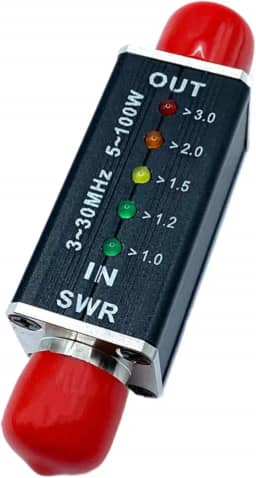 Medidor de potência VSWR 5-100W profissional com 5 luzes indicadoras de LED Medidor VSWR para transmissão de rádio de campo externo