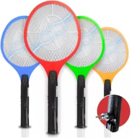 Raquete Elétrica Recarregável para Matar Insetos - Ideal para Moscas e Pernilongos, Design Ergonômico e Eficiente - Cores Variadas