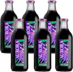 Suco de Uva Integral 100% Suco Garrafa 1L Kit c/6 Vinícola Aurora