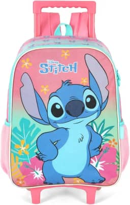 Mochila Infantil, Luxcel, com Rodinha, Stitch, Rosa, G