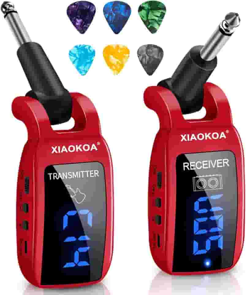 Transmissor e Receptor Sem Fio para Guitarra, Transmissão Sem Fio UHF, Recarregável, Alcance de 50 m, Display LED, para Guitarra Elétrica e Baixo