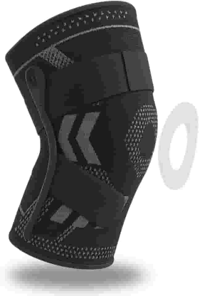 Joelheira 3D Silicone de compressão articulada | Modelo PREMIUM com hastes flexíveis e ajustáveis |DEPARTAMENT STORE (PRETA, GG)