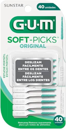 Soft Picks GUM Original, Palitos Interdentais, com estojo portátil, 40 unid., Gum