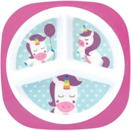 Buba Unicórnio Prato com Divisórias, Multicor, 22 x 22 x 2 cm
