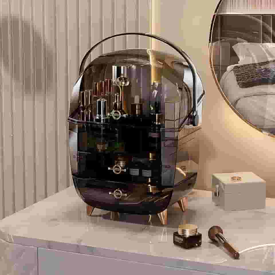 Organizador Acrílico de Maquiagem com Gavetas – Porta Maquiagem, Porta Batom, Caixa Acrílica para Cosméticos e Perfumes (PRETO)