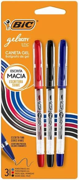 BIC, Caneta em Gel, Gelocity, Ponta Fina, 3 Cores