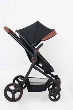 Galzerano Ivy, Carrinho de Passeio com Moisés, Preto e Caramelo, Proteção UV50+, Estrutura em Alumínio