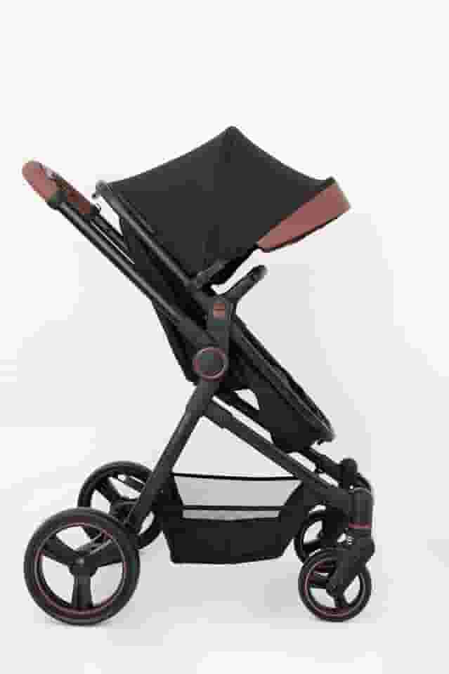 Galzerano Ivy, Carrinho de Passeio com Moisés, Preto e Caramelo, Proteção UV50+, Estrutura em Alumínio