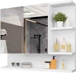 Armario Espelheira Para Banheiro 1 Porta Cleópatra (Branco/Flexcollor)