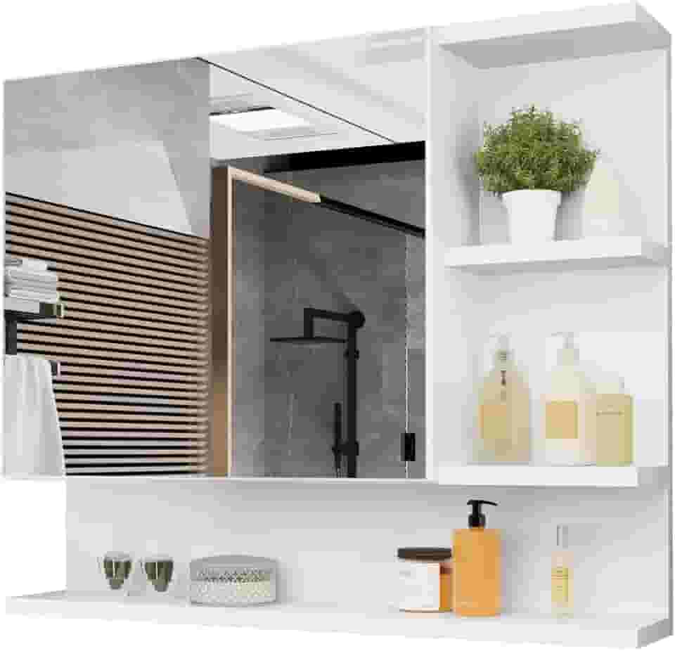 Armario Espelheira Para Banheiro 1 Porta Cleópatra (Branco/Flexcollor)