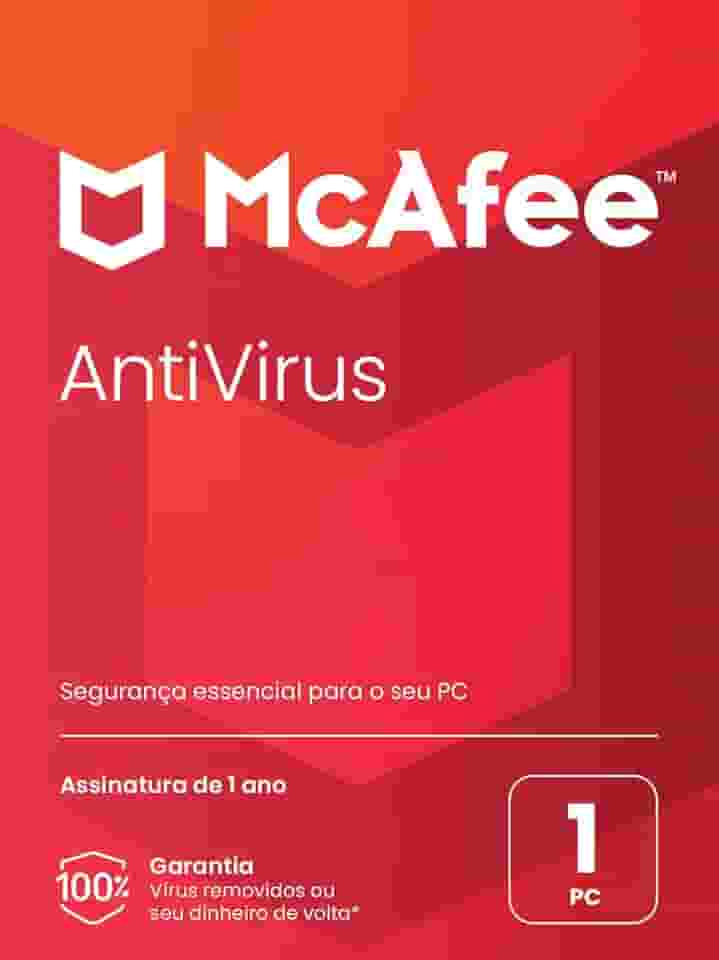 McAfee AntiVirus Protection | 1 PC (Windows) | Software de segurança cibernética inclui proteção antivírus, software de segurança da Internet | Assinatura de 1 ano | Cartão-chave