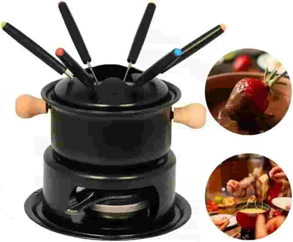 Conjunto Para Fondue 11 Peças Inox para Queijos, Chocolate e Molhos
